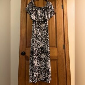 Floral Black and White Maxi Dress